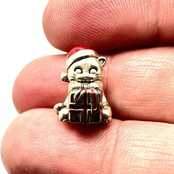 Pandora Christmas Kitten Charm 925 ALE Sterling Silver Enamel - Picture 1 of 5